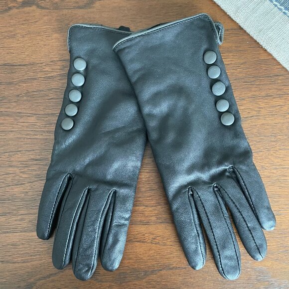 Jessica Genuine Leather Therma-Last Insulated Gloves Button Detail Dk Grey Blk 7 - Picture 8 of 14